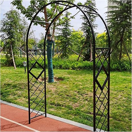 Amazon Co Jp ブラック フラワーアーチ ローズアーチ ガーデンアーチ バラアーチ パイプ径 mm バラ 菜園 組み立て 支柱 園芸 家庭菜園 ガーデニング用品 W140x40xh230cm ホーム キッチン