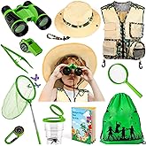 INNOCHEER Kids Explorer Kit & Bug Catcher Kit & Safari Costume Kit, Outdoor Exploration Set with Hat, Vest, Butterfly Net and Bugs Book for Boys Girls 3-12 Years Old (Camouflage Green)