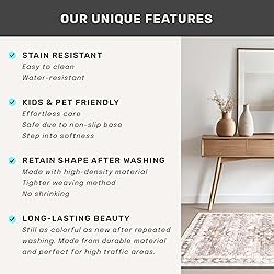 Washable Farmhouse Living Room Rug, 9x12 Area Rugs