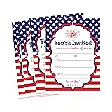 50 Patriotic Summer BBQ Party Invitations for