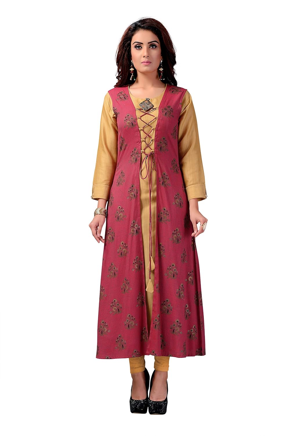 madhuram textiles women's silk a-line kurti