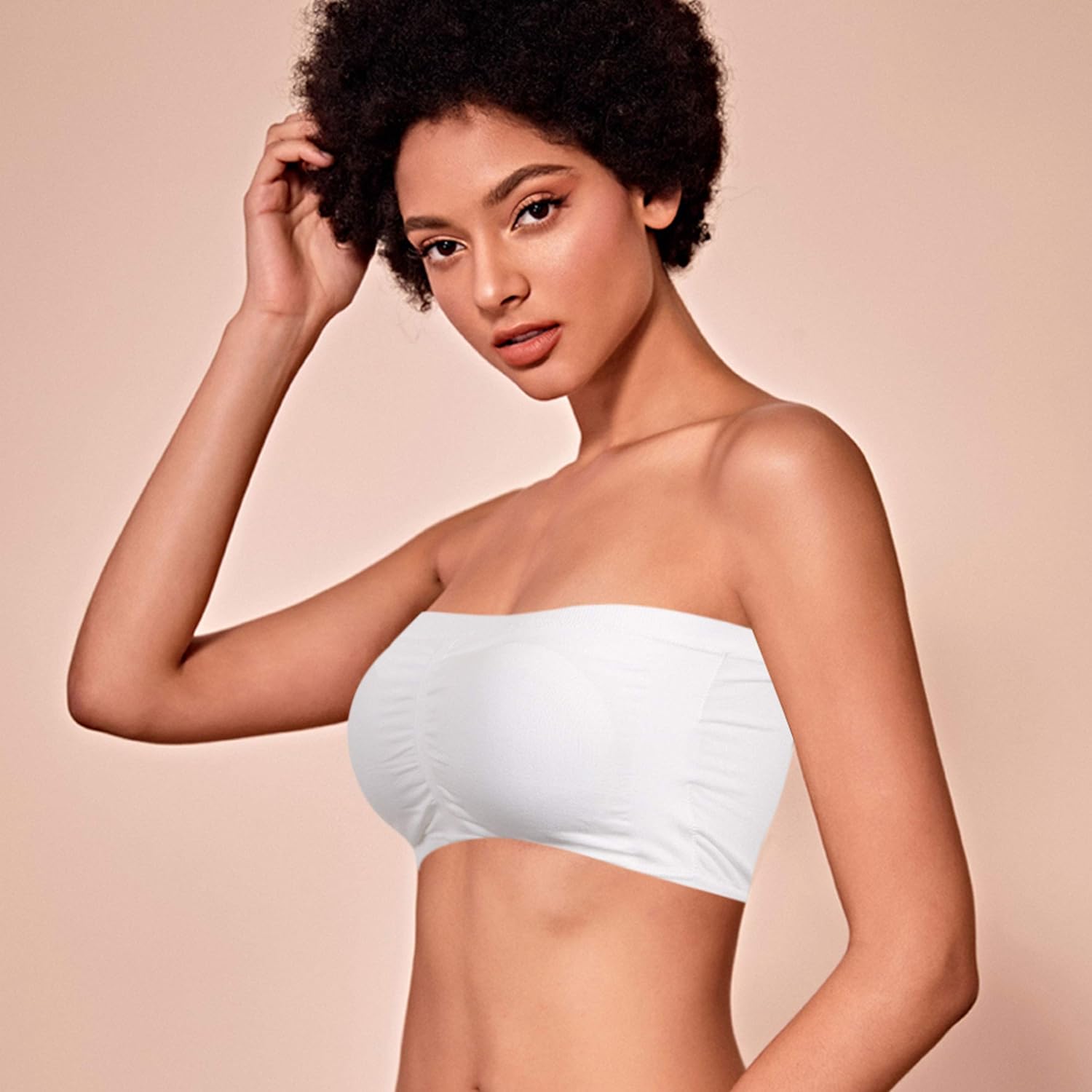 DD DEMOISELLE Strapless Padded Tube Bra for Women, Breathable Comfy Basic Sports Bra Student Tube Bra Back to School Sports Bra Cheerleaders Bra Nursing Bra Seamless Bandeau Stretchy 1 Pack, White M at  Women’s Clothing store