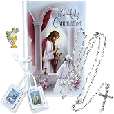 First Communion Gift Set For Boys - Includes Mass Book, Scapular, Rosary, Lapel Pin & Wallet | Boxed Ready For Gift Giving