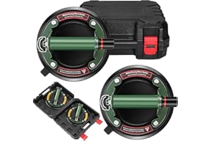 ZAUTOOL 2 Pack Glass Suction Cups with Metal Handle and Upgraded Carrying Case - 8" Heavy Duty Glass Suction Cup to Lift Large Glass - Vacuum Glass Cup Lifter for Glass, Tile, Granite - 480 lbs Load Capacity