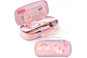 ANGOOBABY Cute Pencil Case Unicorn Pencil Pouch Medium Capacity Portable Multifunction Pen Bag with Compartments for Girls Kids Teen