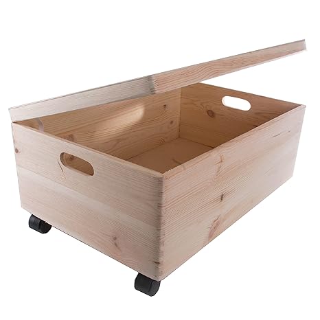 Cajas de madera con ruedas para juguetes | Ruedas