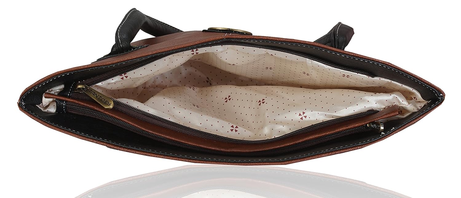 fantosy women's handbag (brown and black) (fnb-427)