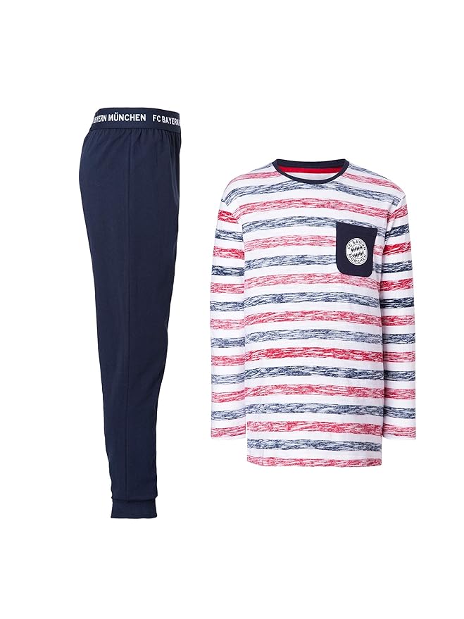 FC Bayern München Schlafanzug Kids, Pyjama gestreift für Kinder