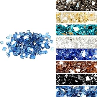 Skyflame10-Pound Fire Glass for Fireplace Fire Pit and Landscaping, Pacific Blue Reflective, 1/2-Inch
