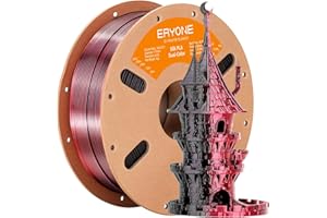 ERYONE Silk Dual Color PLA Filament 3D Printer 1.75mm +/- 0.03mm, Bicolor Filament Two Tone PLA 1KG(2.2lbs) Cardboard Spool, Black Red