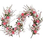 TEMPUS 5.9ft Spring/Summer Flower Garland, Artificial Daisies Wildflower Leaves Garland,Garlands for Decoration for Indoor Outdoor Farmhouse Window Wall Wedding Background Home Party Decor