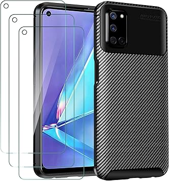 Ivoler Funda Para Oppo A52 Oppo A72 3 Unidades Cristal Templado Fibra De Carbono Negro Tpu Suave De Silicona Carcasa Vidrio Templado Ultra Fina Caso Y Protector De Pantalla Amazon Es Electronica