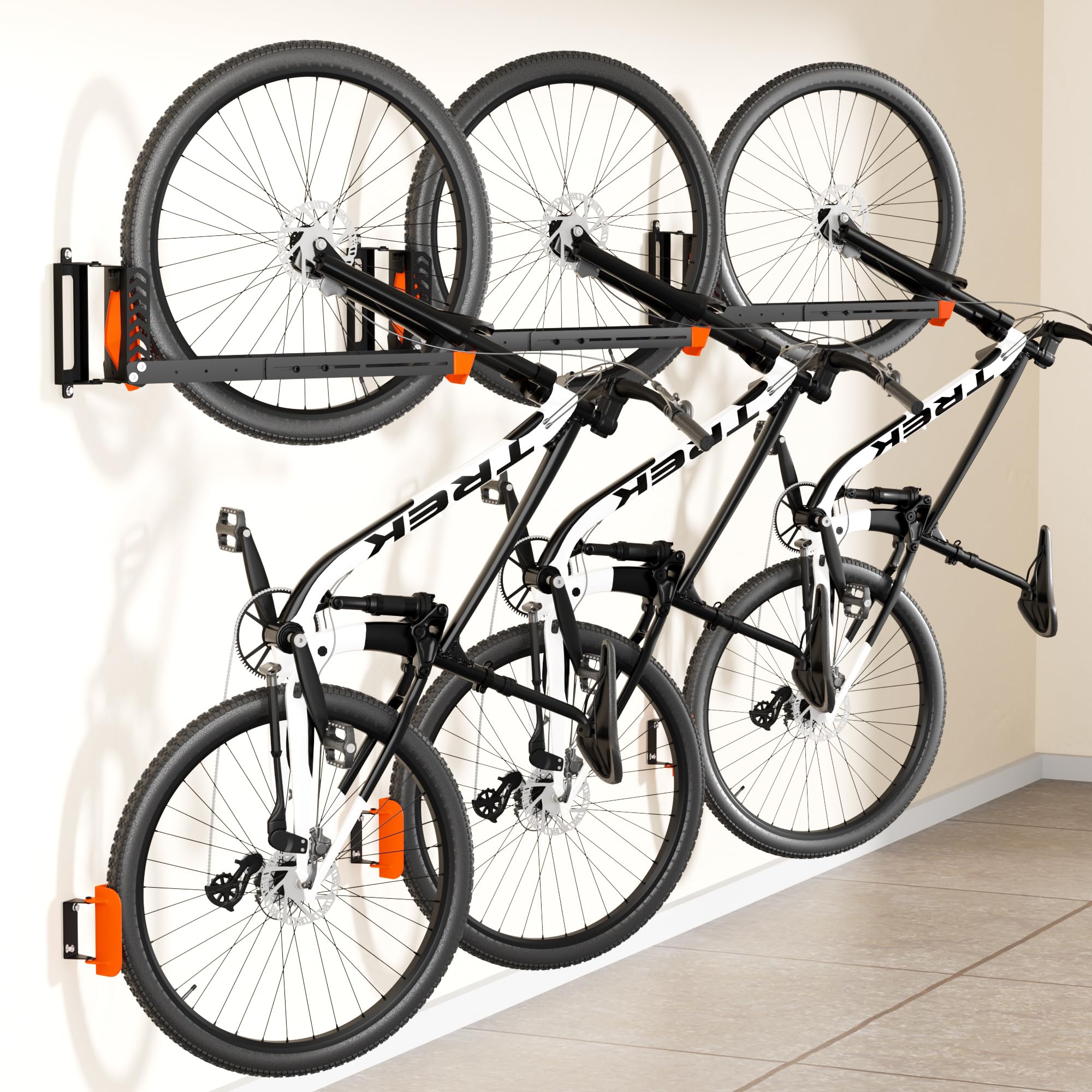 Photo 1 of 3-Pack Swivel Bike Rack Wall Mount, Bike Hangers for Garage, Space-Saving Vertical Bike Holder, Holds up to 77 lbs, Bicycle Wall Hanger Storage, No Heavy Lifting Required Indoor Hanging Bike Rack