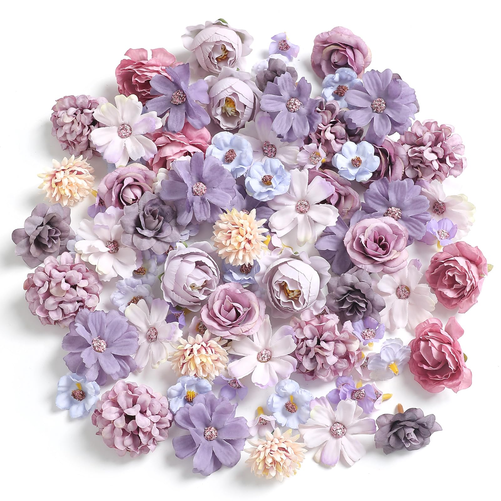 rongflower Faux Flower Heads Small Silk Artificial Flower DIY Fake Mini ...