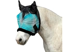 KENSINGTON PROTECTIVE PRODUCTS Kensington Equine Miniature Fly Mask w/Fleece Trim & Soft Mesh Ears- Size: B-Large Color: 2021 - Atlantis