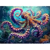 RGAJWIC Colorful Octopus 5D Diamond Painting Kits for Adults Diamond Art Diamond Painting Full Drill Beginners Craft Kits for Home Wall Decor Gifts 12x16 Inch