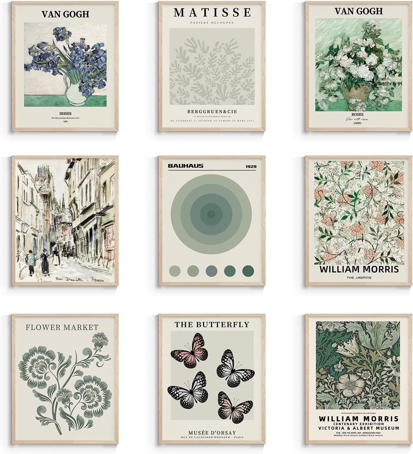 Paintings - VIYYIEA 9Pcs Vintage Wall Art Prints, Sage Green Matisse Wall Art Posters, Aesthetic Floral Wall Decor Bedroom Living Room, Retro Art Prints Unframed 8X10 Inch Master Artwork Picture Set for Kitchen