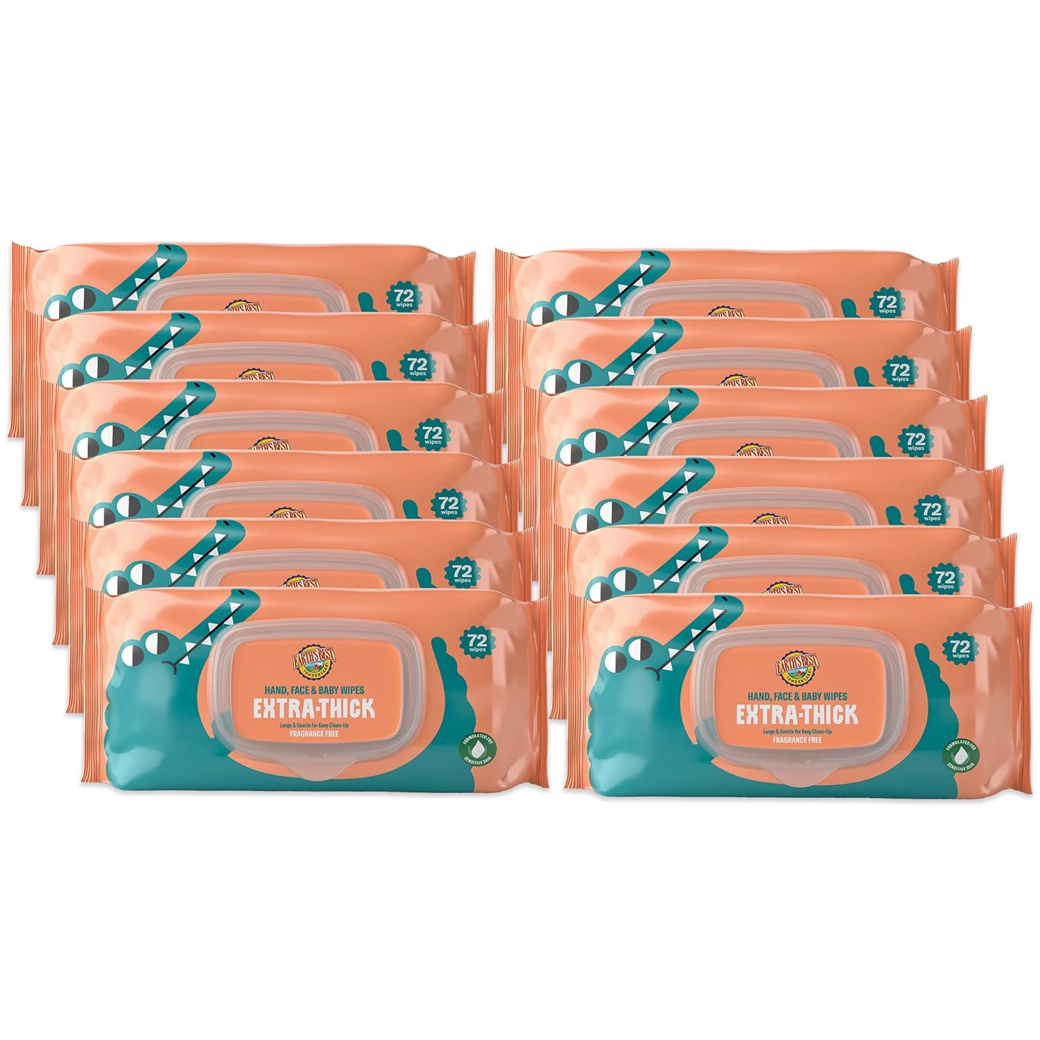 Earth's Best Extra-Thick Baby Wipes 864 Count (12 Packs of 72 Wipes) : Baby