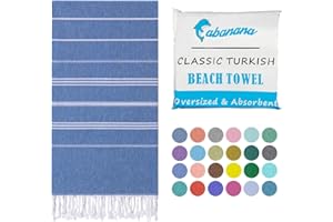 cabanana Turkish Beach Towel Oversized - 40"x70" Quick Dry Sand Free Thin Beach Towels for Adults,Extra Large Cotton Lightweigh Travel Towel for Beach Accessories (New Denim Blue)