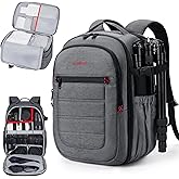 BAGSMART Camera Bag for DSLR, Waterproof Camera Backpacks for Photographers, Camera Case with Laptop Compartment-15.6" Grey