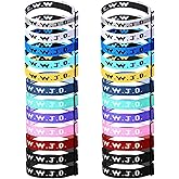 12/24/36/60PCS WWJD Bracelets, Adjustable Handmade Colorful What Wound Jesus Do Bracelets Bulk, Sewn Webbing Inspirational Christian Wristbands Religious Woven Bracelet Silicone for Women, Men, Kids