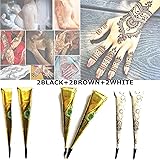 6PCS Temporary Tattoos Henna Tattoo Kit Brown/Black/White Paste Cone for Women,Boho Temporary Tattoo Ink Bottle Airbrush Body Art Inks DIY Pigment Art Drawing Tattoo Body for Men