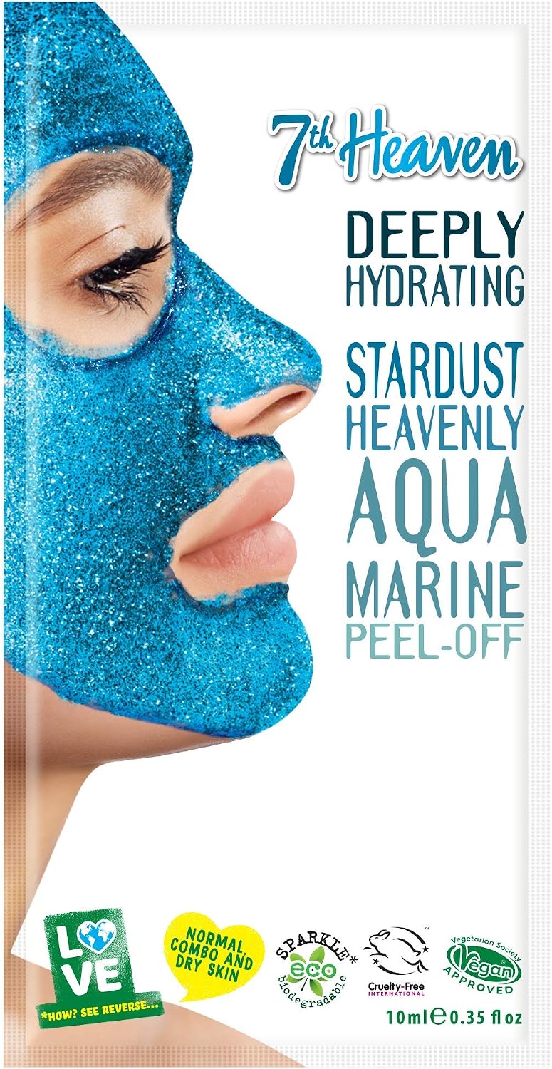 7th Heaven Stardust Heavenly Aquamarine Peel-Off Face Mask (Pack of 12) with Pressed Coconut to Deeply Hydrate and Nourish Skin - Image 3