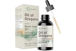 MICRO INGREDIENTS Oil of Oregano with Black Seed Oil, 4 fl oz | 2-in-1 Dropper | High Potency Liquid Drops with Carvacrol & Thymoquinone | Immune Support | Natural Herbal Supplement | Vegan, Plant Based, Non-GMO