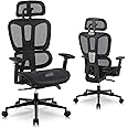 Youhauchair Ergonomic Office Chair with Lumbar Support, High Back Home Desk Chairs with Adjustable Seat Depth, 3D Armrests & Headrest, for Office and Home, Black