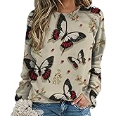 Unique Graphic Shirts for Women Trendy Dressy Long Sleeve Soft Pullover Tops Fall Winter Crewneck Causal Jumpers