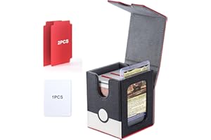 Stepane Collectible Trading Card Storage, Magnetic Card Deck Box, Magic Card Storage Box, MTG Deck Box with One Window (Red/White/Black)