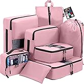 GORILLA GRIP 8 Set Packing Cubes, Travel Essentials for Suitcase, Mesh Organizer Bags for Clothes Toiletries Shoes and Laundr