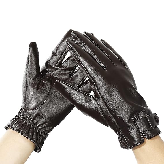 Aogolouk Frauen Winter Lederhandschuhe zum Driving Texting | Warm gefütterte Touchscreen Handschuhe | Elastisches Handschlauf