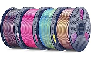 SUNLU 4KG Quadruple Color Silk Filament, Silk PLA 3D Printer Filament 1.75mm, Dimensional Accuracy +/- 0.02mm, 1KG Spool(2.2 lbs), 4 Pack, PLA Silk Quadruple Color
