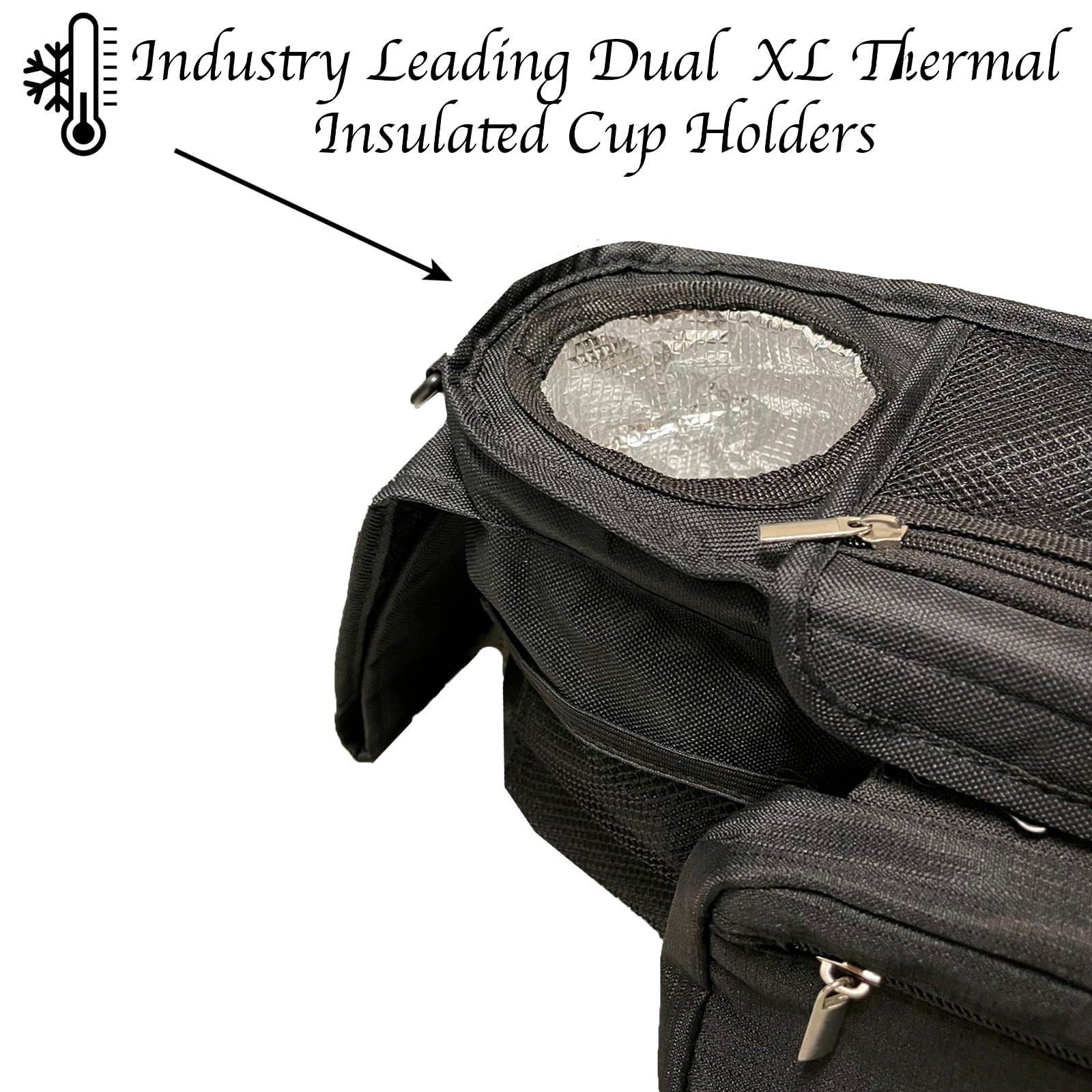 Remarkable Home Universal Stroller Organizer with XL Thermal Insulated Cup Holders, Stroller Bag, Stroller Caddy, Stroller Accessories - Fits Uppababy, Nuna, Doona, Bugaboo, Babyzen, Pet Strollers
