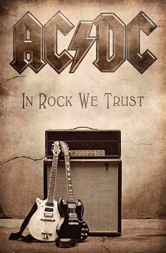 Amazon Com Ac Dc In Rock We Trust New Official Textile Poster Posters Prints
