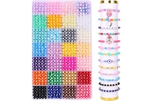 DULEFUN Pearl Beads for Jewelry Making 28 Colors , 1680pcs Multicolor Beads for Bracelets Necklaces Earrings Making, Round Pearl Beads Kit DIY Crafts Gifts for Girls Kids Adults