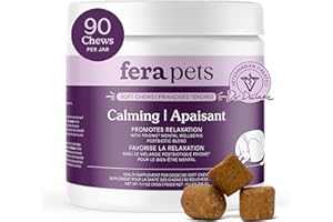 Fera Pets Dog Calming Chews - Anxiety Relief Support - Promotes Relaxation - Ashwagandha & Priome® Mental Wellbeing Postbioti