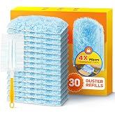 30 Count One-Sided Duster Refills Compatible with Swiffer Duster | 1 Handle, One-Sided Disposable, 4X Microfibers, Unscented, For Cleaning Home, Furniture, Blinds &amp; Vent