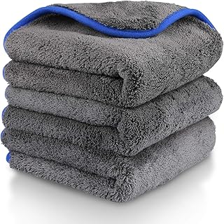 Gifort Auto Reinigungstuch Tücher 3 Stücke Mikrofasertücher poliertuch mit zum Waschen/Putzen/Polieren und Trocknen von Fahrzeugen (38 x 43cm) (Gray)
