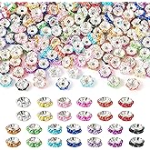 KISSITTY 200pcs Colorful Flat Round Jewelry Beads 10mm Brass Plastic Pearl Edges Shape Loose Spacer Beads Bulk for Bracelet Necklace Earring Jewelry Making Pens DIY Crafts Women Supplies Mixed Color
