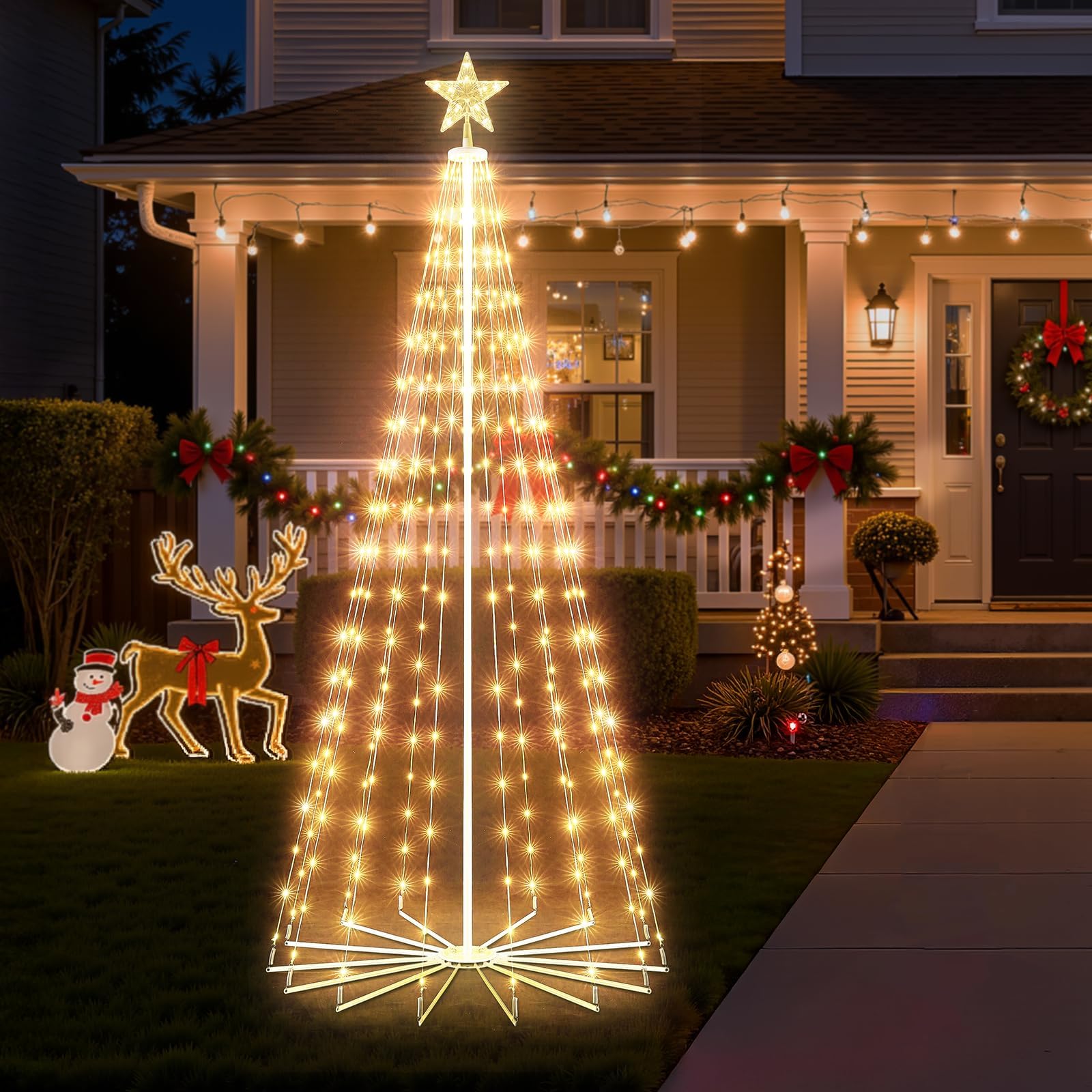 Photo 1 of ***RECOMENDED FOR PARTS/ MISSING ASSEMBLY PIECES*** Outdoor Christmas Cone Tree Light, 12 Feet 1070 LEDs Outdoor Lightshow with Star Topper, Artificial Christmas Tree for Yard Square Plaza Christmas Decorations, Warm White