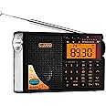 V3.3 VER Shortwave Radio AIR/VHF/AM/FM/SW/Weather Bands Transistor with Bluetooth/TF Card/Flashlight,Key Backlight, Digital Record, Alarm Clock,Sleep Timer,Powered by AA & LI Battery,Type-C/ANT Jack