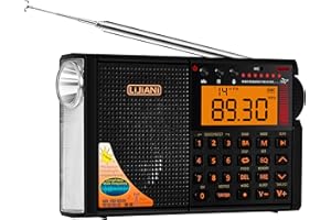 LIJIANI New VER Shortwave Radio AIR/VHF/AM/FM/Weather 6-Bands with Bluetooth/TF Card,4W Flashlight,Reading Lamp,Keyboard Backlight, Digital Recording, Alarm Clock,Powered by AA & LI Battery,Type-C/ANT Jack