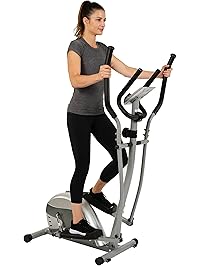 EFITMENT Compact Magnetic Elliptical Machine Trainer with LCD Monitor and Pulse Rate Grips - E005