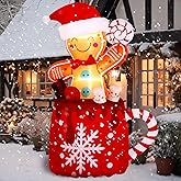 Crowye 6 FT Christmas Inflatables Gingerbread Inflatable Christmas Outdoor Decorations Cute Blow up Gingerbread Man in Hot Cocoa Mug with LED Light for Yard Garden Lawn Xmas Holiday Party Decor
