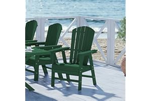 WestinTrends Dylan Dylan Outdoor Patio Shell-Back Adirondack Dining Chair Weather Resistant Dark Green