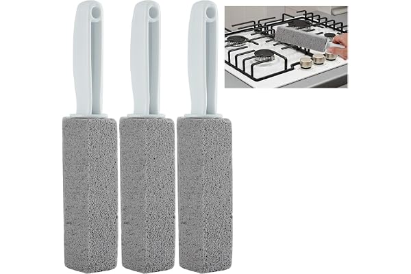 3 Pack Cleaning Pumice Stone for Gas Stove Grates & Top, Pumice Stone Cleaner for Oven with Extra Long Handle, Remove Water R