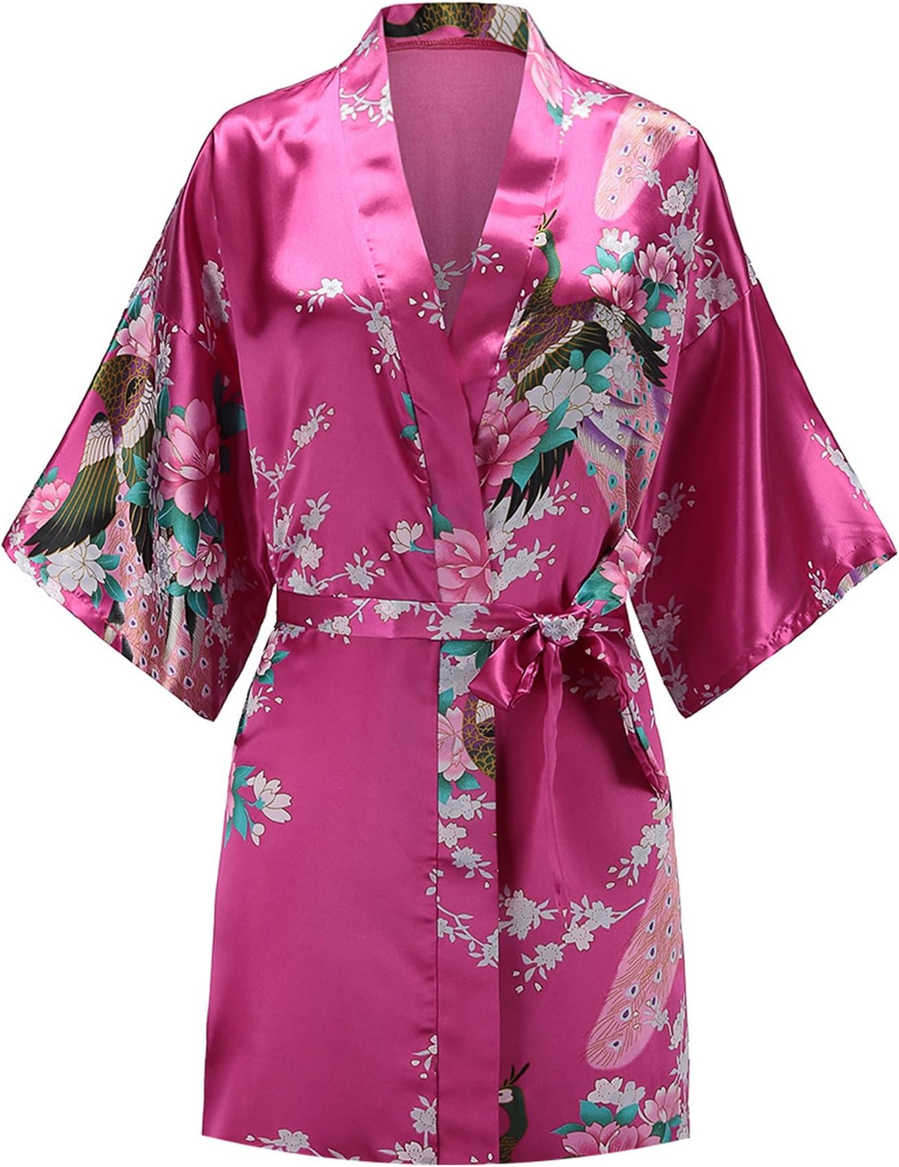 Women Floral Silky Satin Robe Wedding Bridal Party Bride Bridesmaid Robes Kimono Loungewear Dressing Gowns