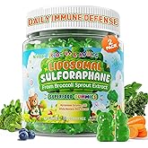 Liposomal Sulforaphane Gummies from Organic Broccoli Sprouts For Kids 4+ & Adults Immune, Cell Health, Antioxidants with Superfood, Beta Glucans, Myrosinase, White Mustard, Vegan, Sugar Free, 120cts